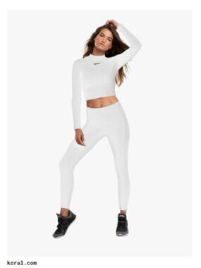 NWT Koral Activewear SET Leggings & Long Sleeve Top - White - Large
